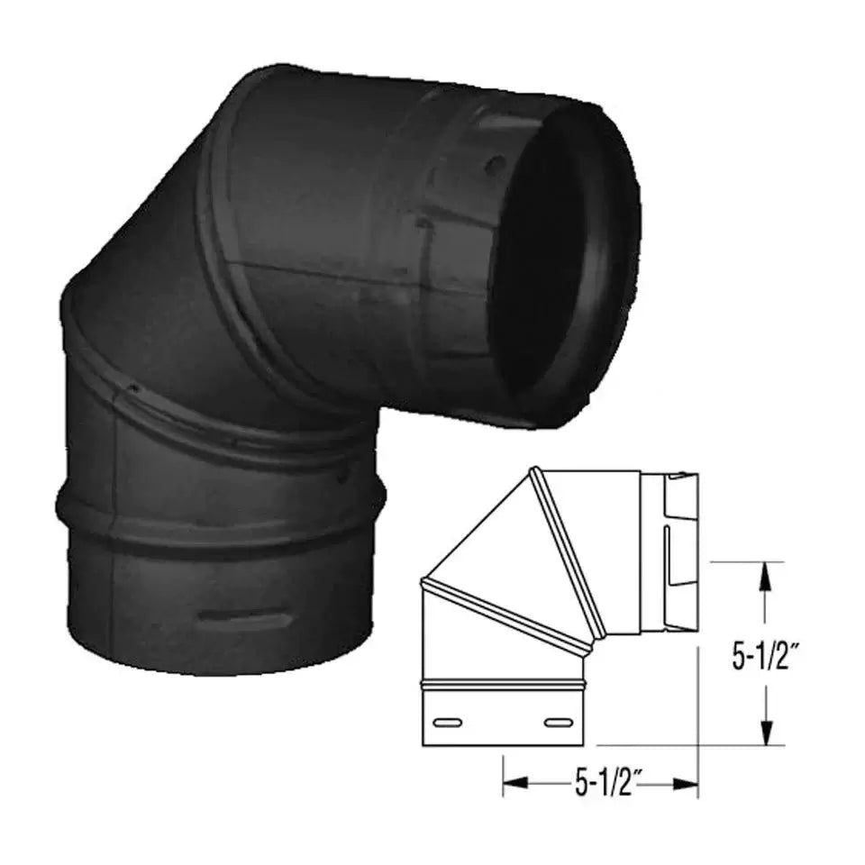 ComfortBilt Duravent 3" PelletVent Pro Black 90 Degree Elbow - 3PVP-E90B