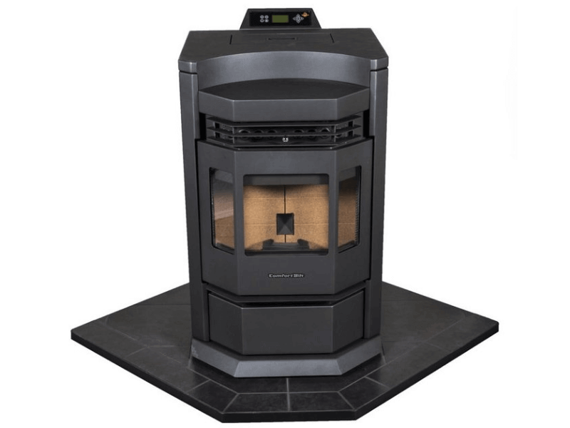  HP22-N Pellet Stove on a black hearth
