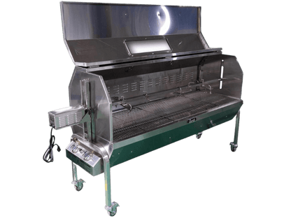 Charotis 62" Dual Fuel Pig Roaster with lid open 