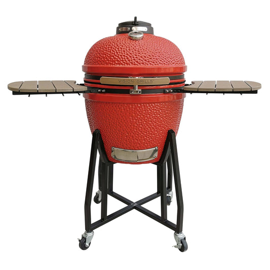 Vision Grills | Heavy Duty 1-Series Ceramic Kamado Grill in Red B-R2C2AX-S